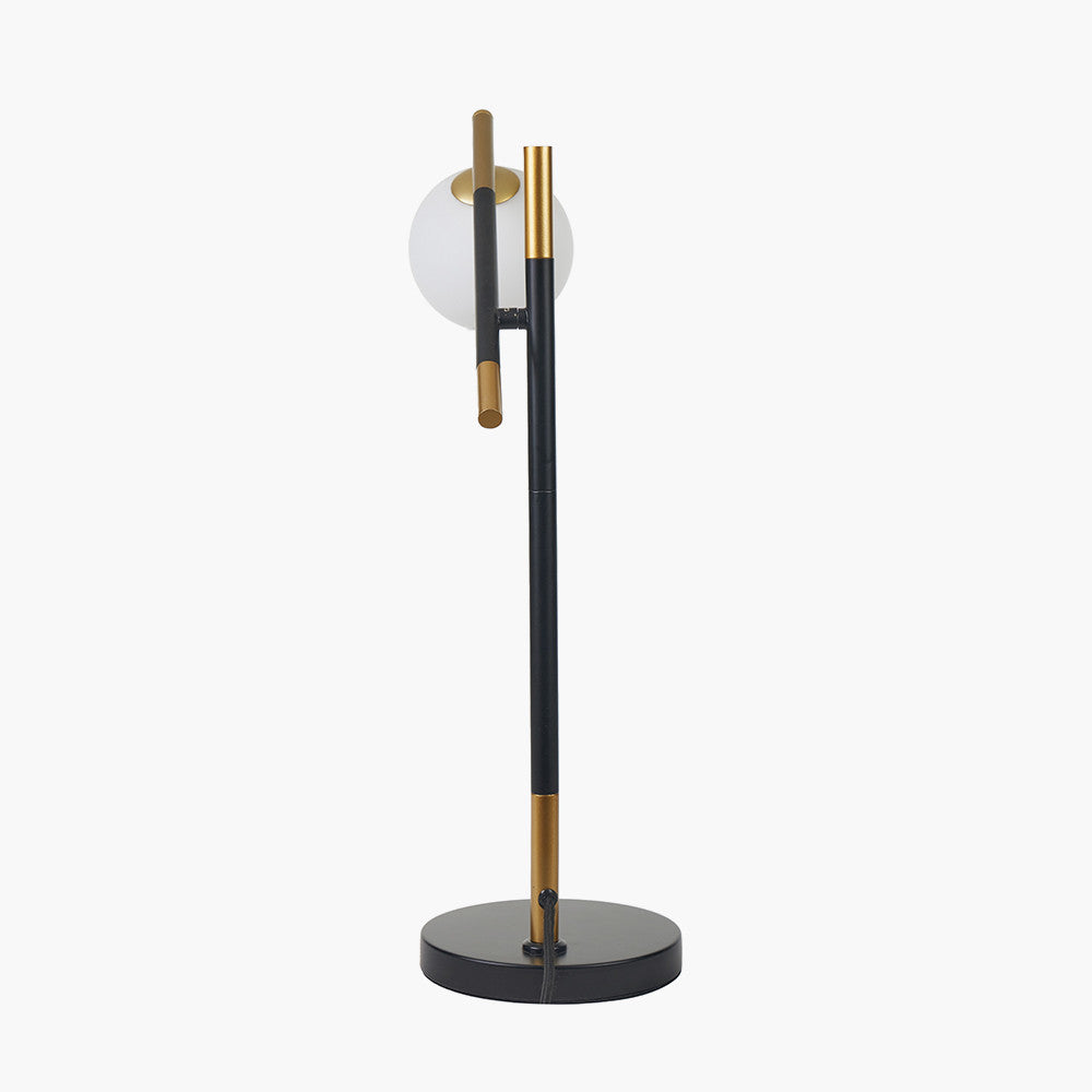 Wanda White Orb & Black Metal Table Lamp